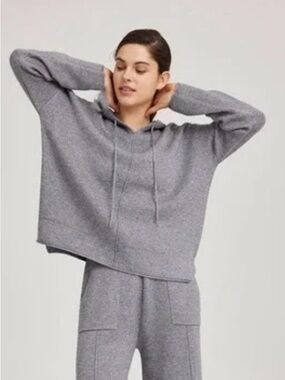 Nap Heverly Ann Wool Blend Hoodie Morning Fog Gray Size Medium Luxury Loungewear